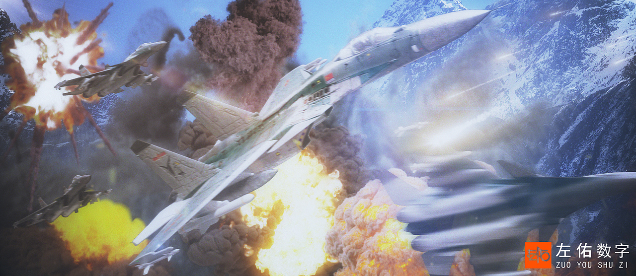 飞机空战3Dmax单帧