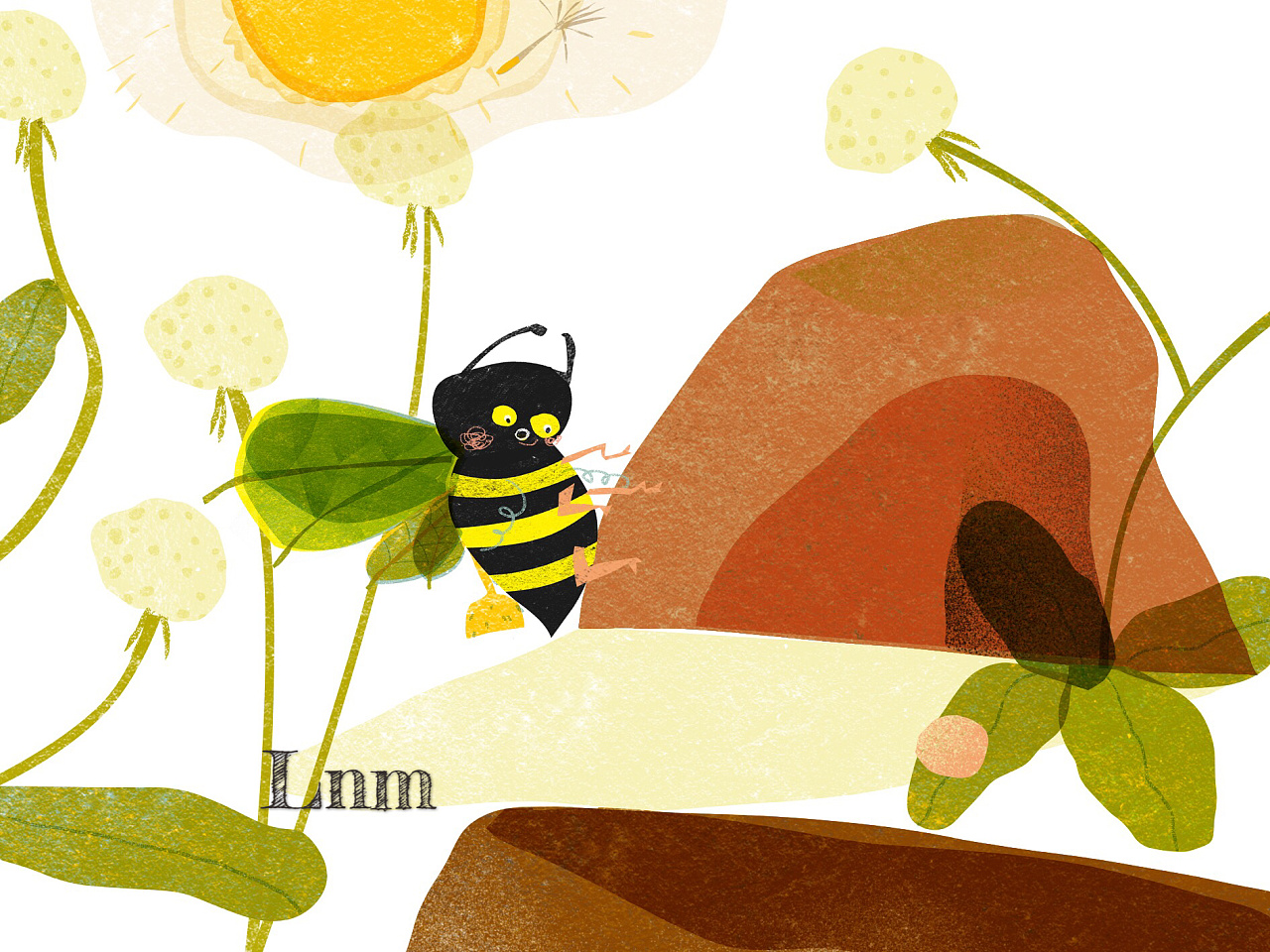 树叶翅膀的蜜蜂