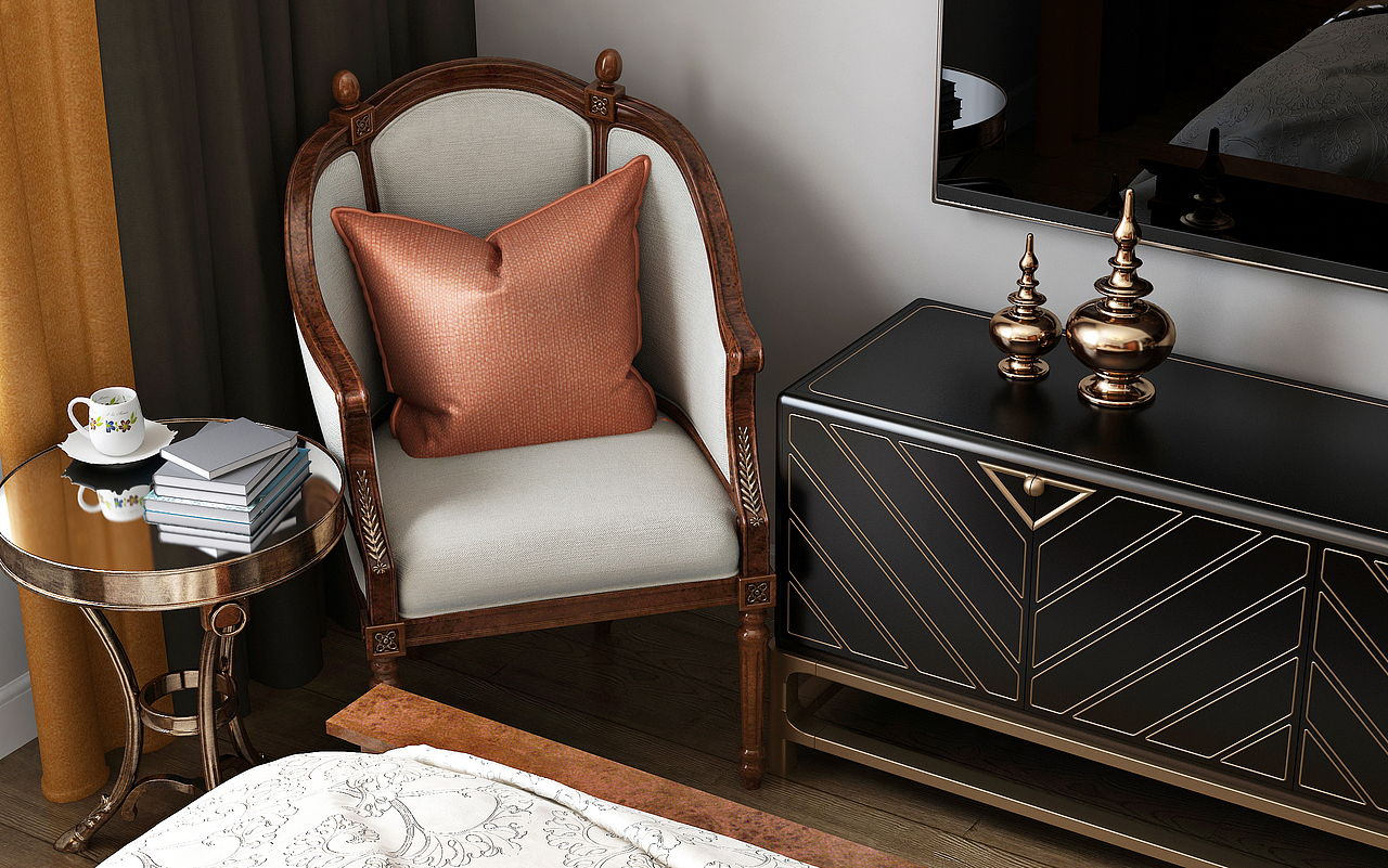 金色柏林美式效果图表现（图ZMTE4MTU3NTMy） - 家装设计 - 站酷设计师野生設計原创素材 - 站酷ZCOOL