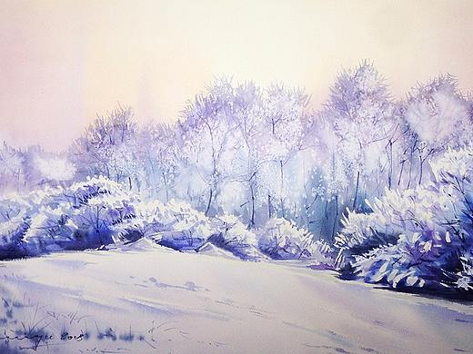 水彩 雪