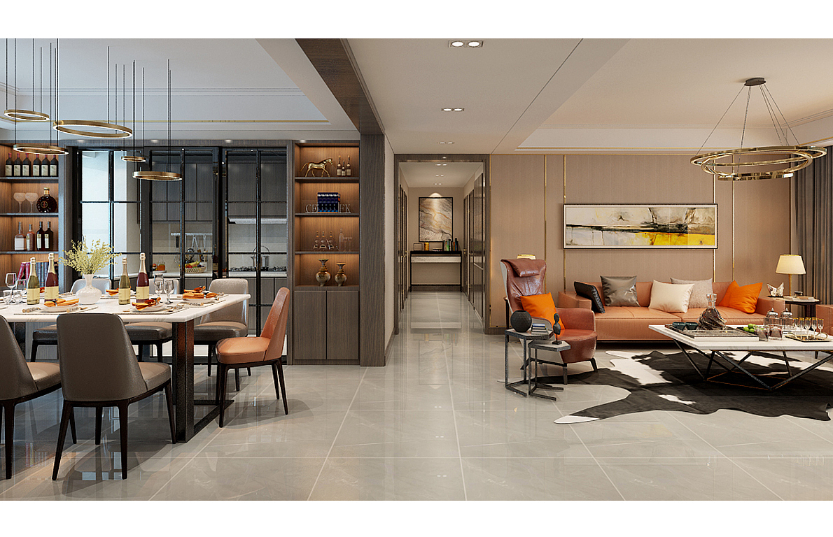 济南行业之巅峰万泰装饰凤凰国际188平现代轻奢风格