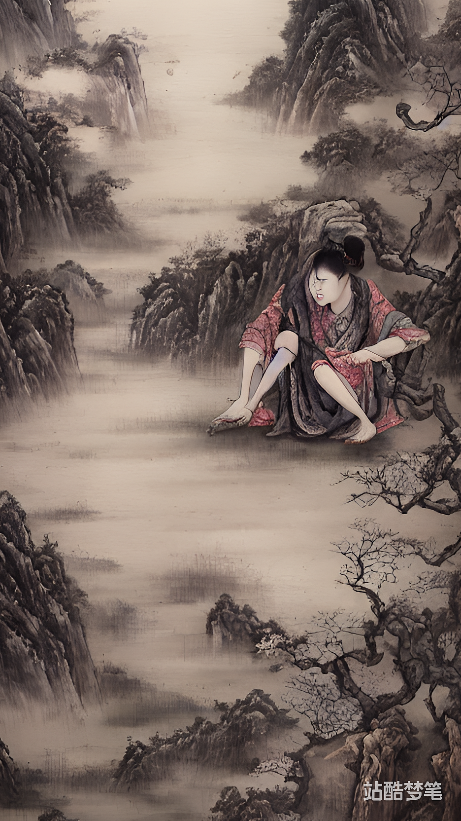 #站酷梦笔#等待爱情,国画