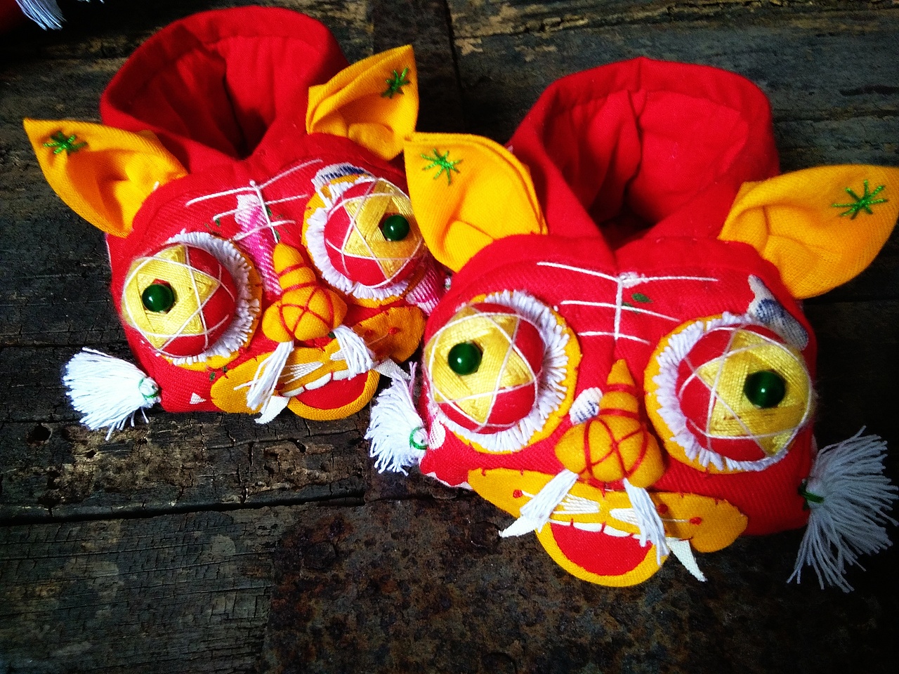 手工原创纯棉斜纹老布虎头帽虎头鞋布老虎一组