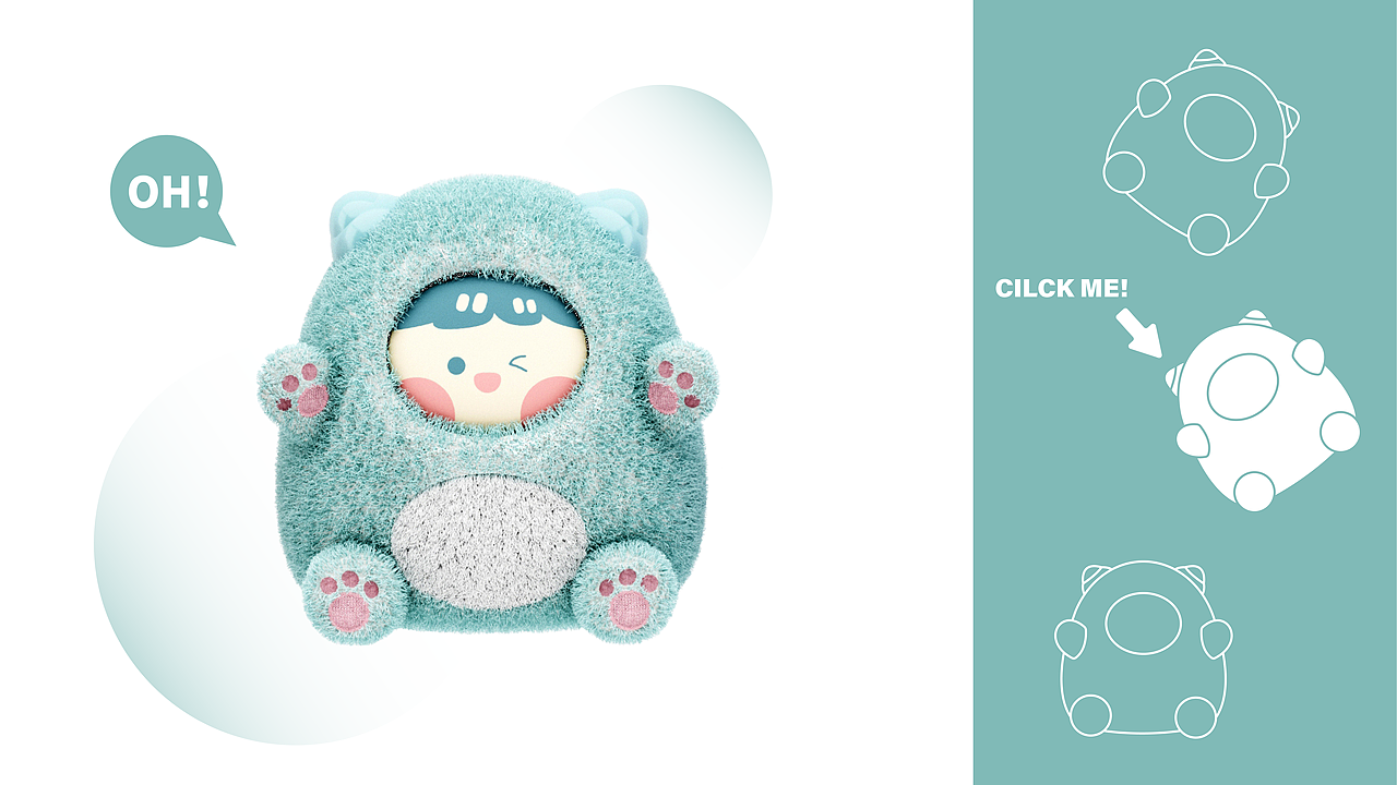 怪兽娃娃移动电源暖手宝x感物设计