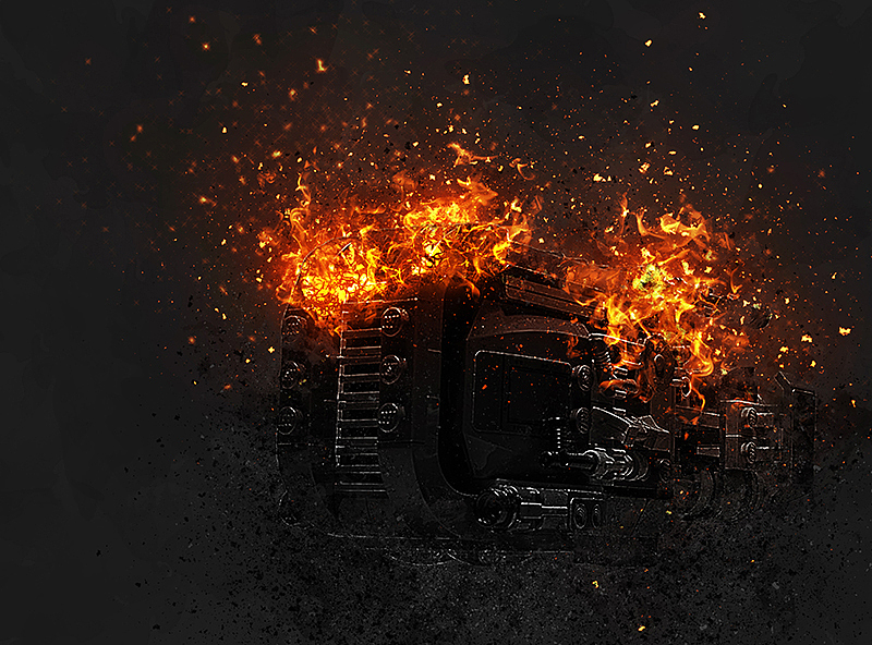 附国外特效ps动作下载烈火灰尘人物火星灰烬火与烟雾特效psd教程