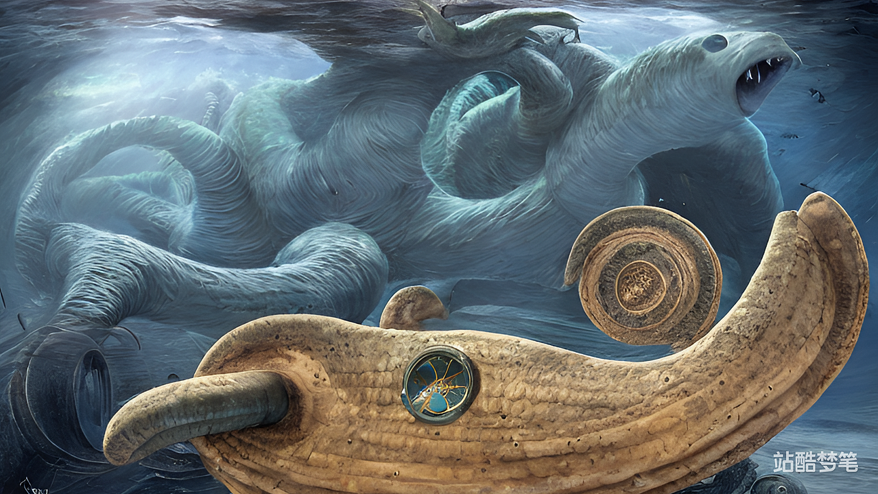#站酷梦笔#尼摩船长鹦鹉螺号大战喀纳斯湖怪