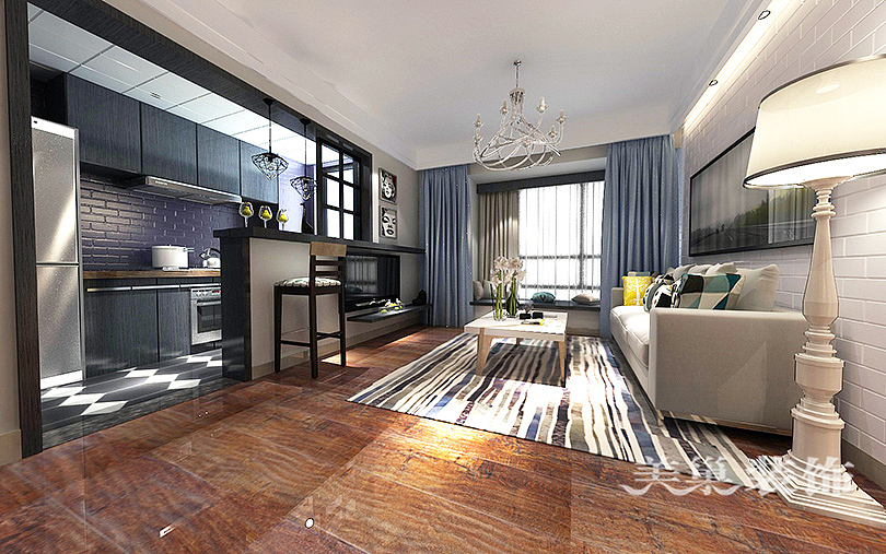 公园道一号四期装修效果图89平现代北欧风格