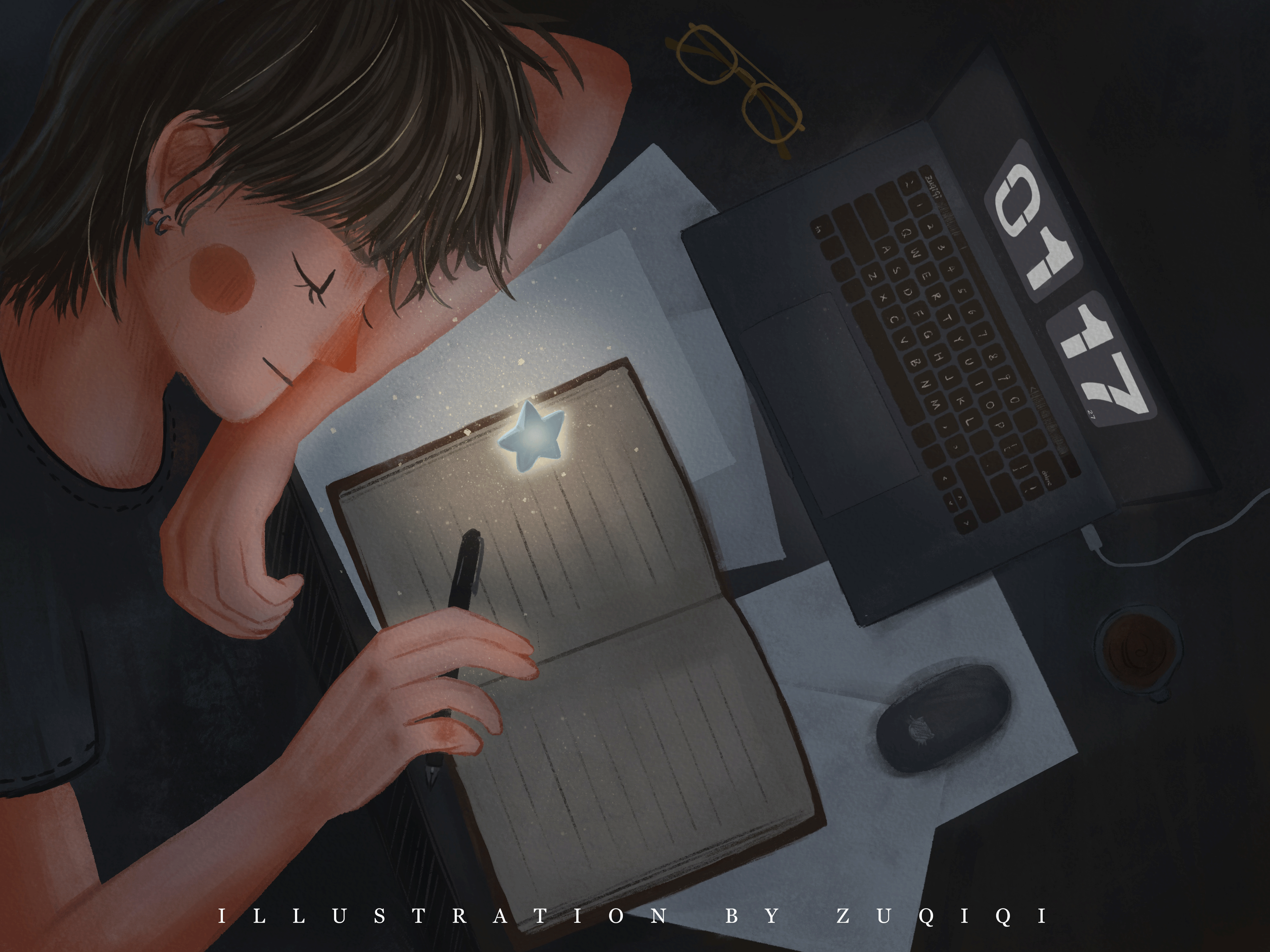 【原创插画】星星会偷偷照耀努力的人✨（图ZMjk2MDg5NDMy） - 创作习作 - 站酷设计师祖七七原创素材 - 站酷ZCOOL