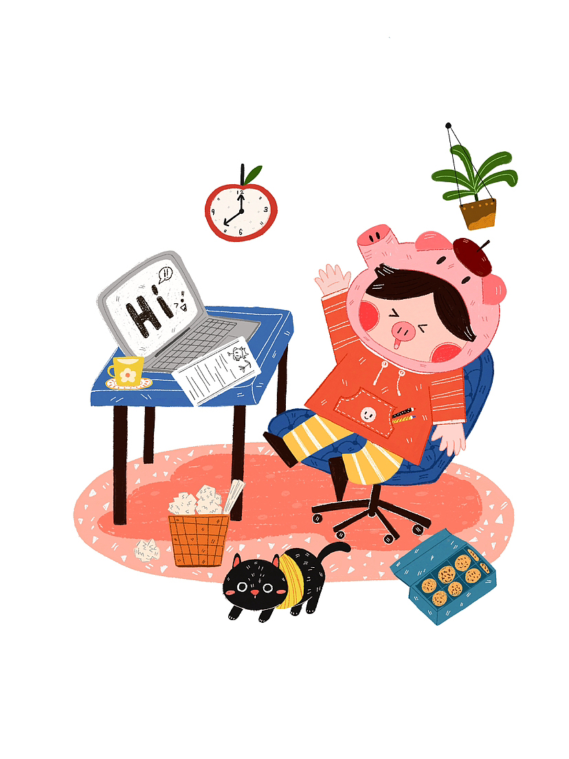 原创系列插画｜秋天宅的猪&咪（图ZMzUyOTAzNTI4） - 儿童插画 - 站酷设计师老椰子008原创素材 - 站酷ZCOOL