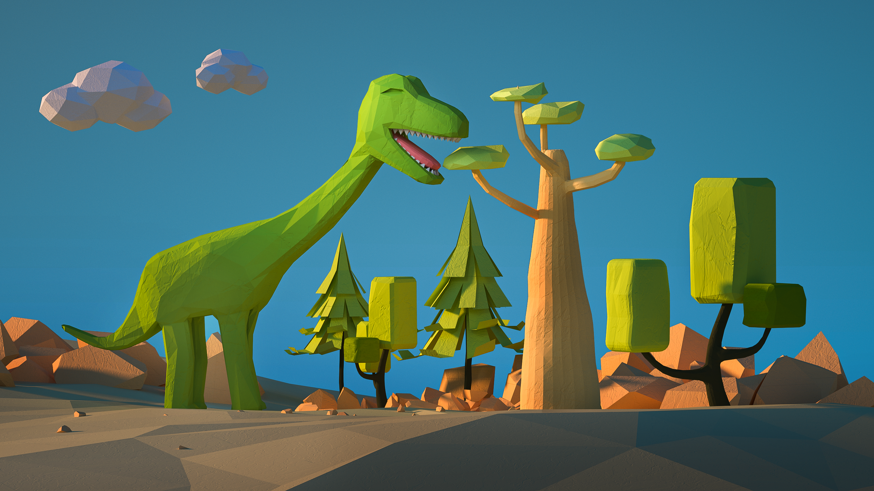 low poly (恐龙)|三维|场景|二哈erha - 原创作品 - 站酷 (zcool)
