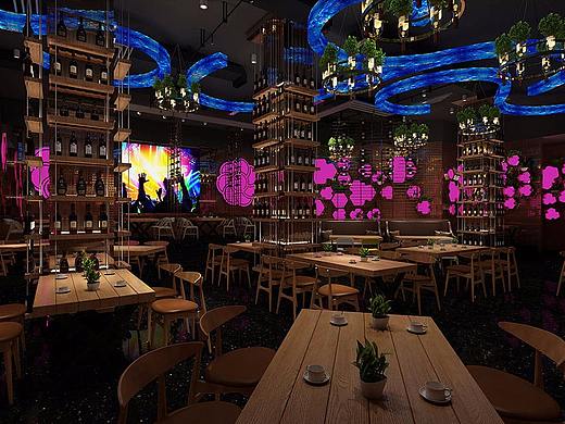 郑州音乐酒吧餐厅装修设计方案_京创装饰餐厅设计公司