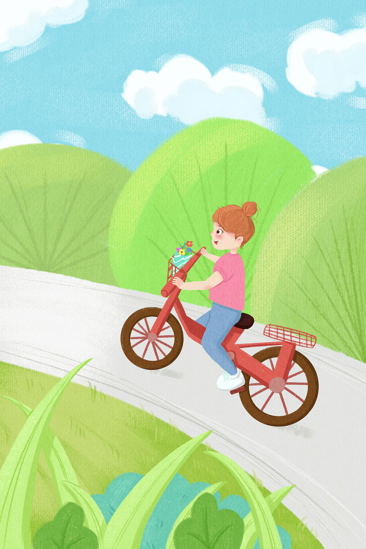自行车女孩|插画|创作习作|冻冻柿子_ - 原创作品 - 站酷 (zcool)