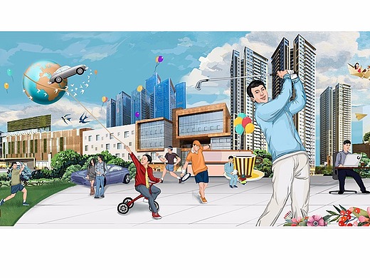 进步的都会文明  社区插画