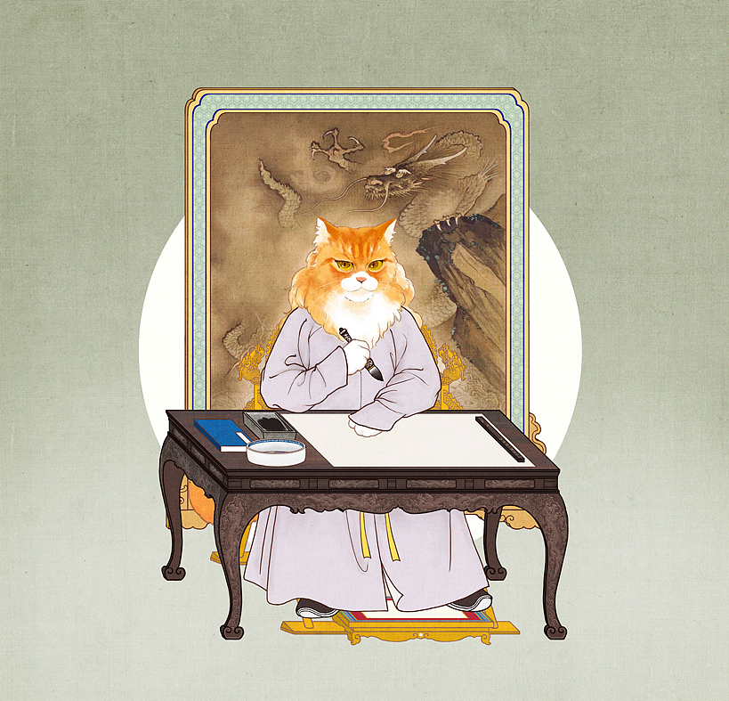 观复猫之钻进古画
