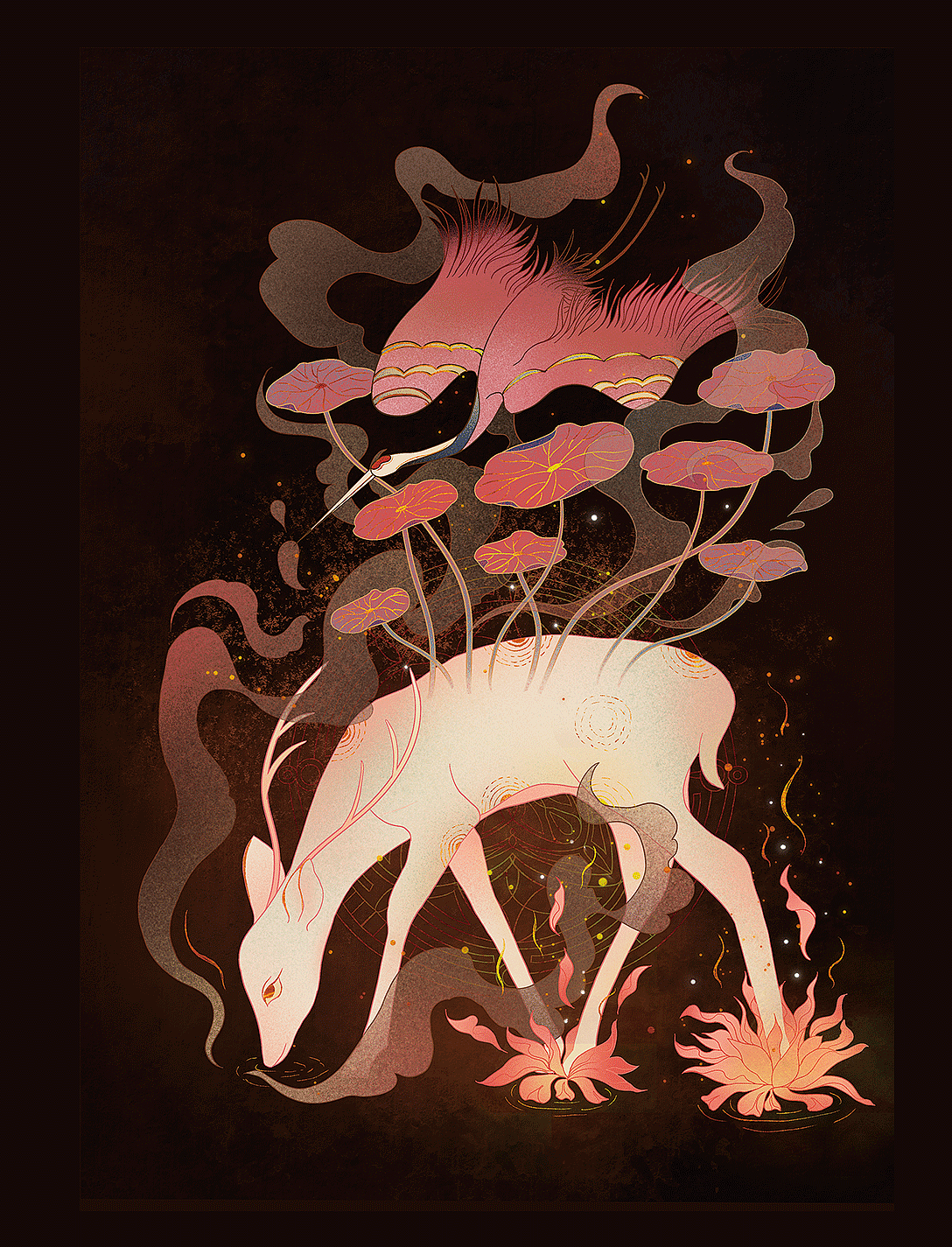 鹤鹿同春绘画练习