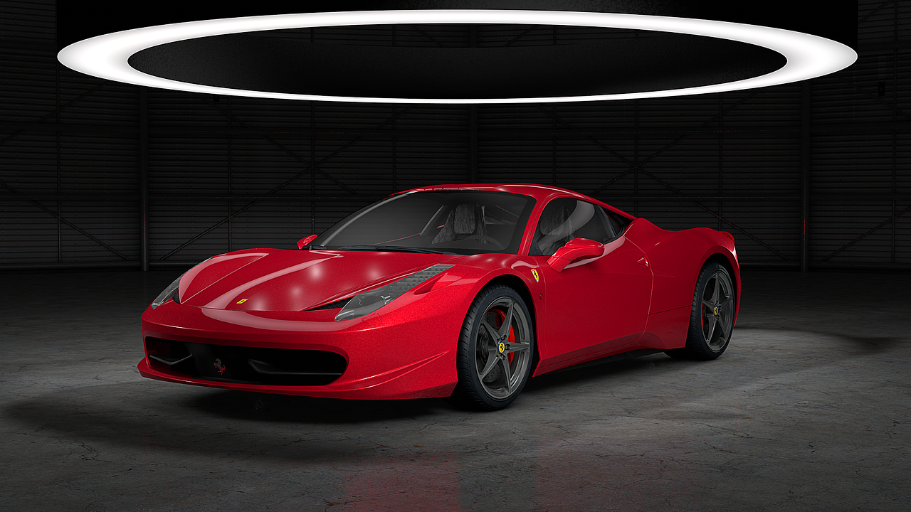 红色法拉利Ferrari-458渲染练习