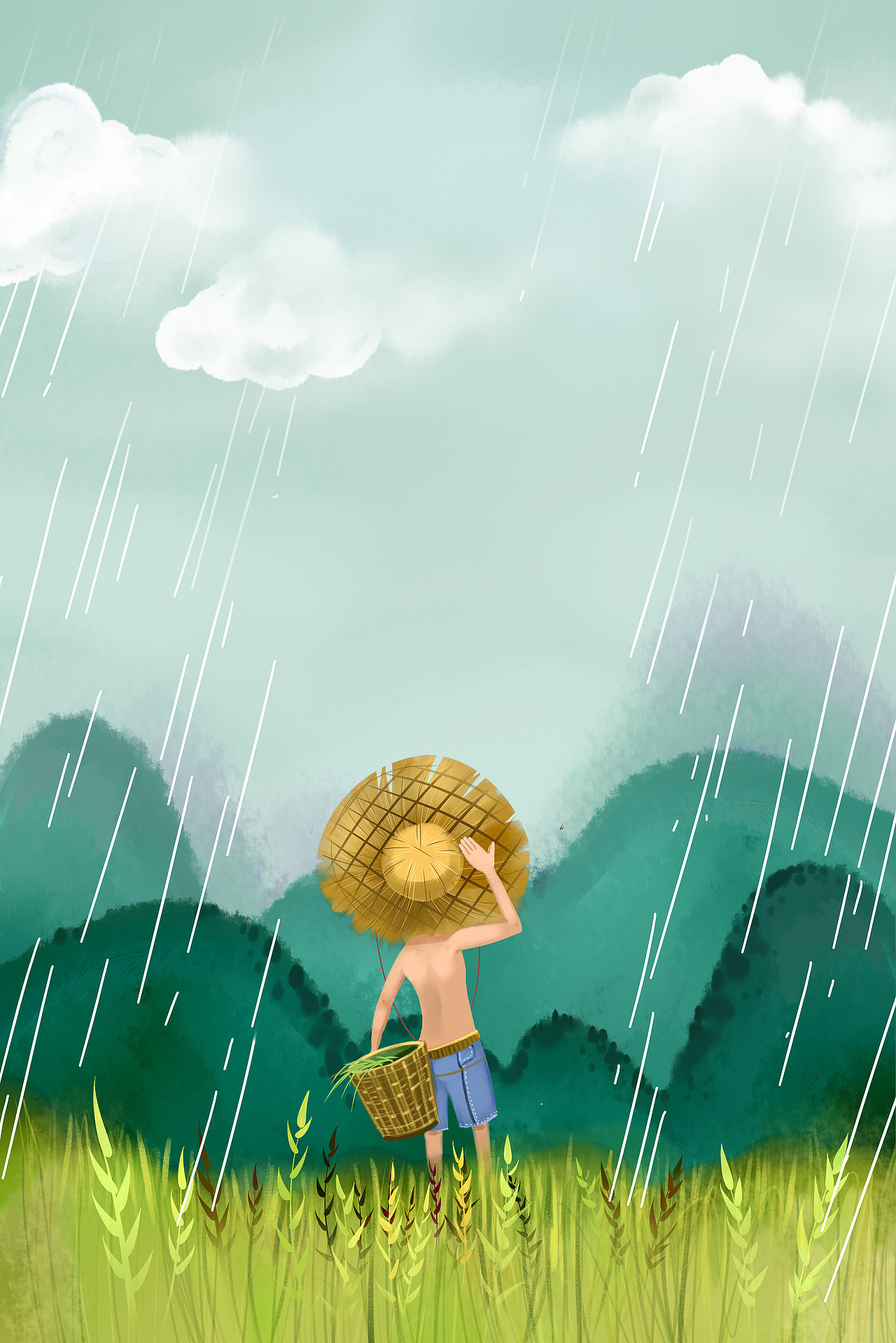 夏季谷雨清明雨水手绘插画（图ZMTU4NjAxODI0） - 商业插画 - 站酷设计师我们都是素人原创素材 - 站酷ZCOOL