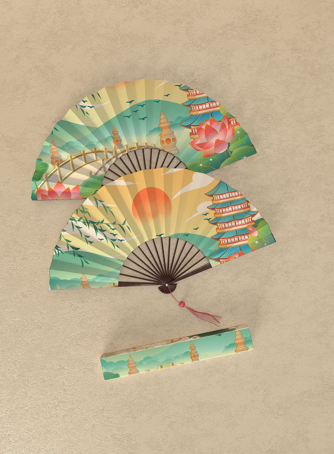 西湖龙井茶包装插画设计