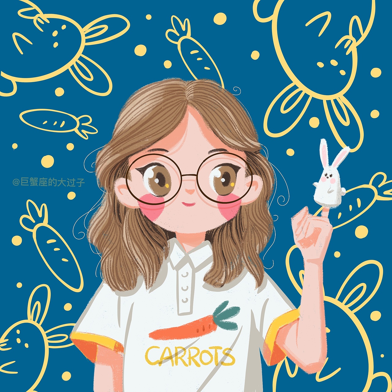 可爱女生头像插画