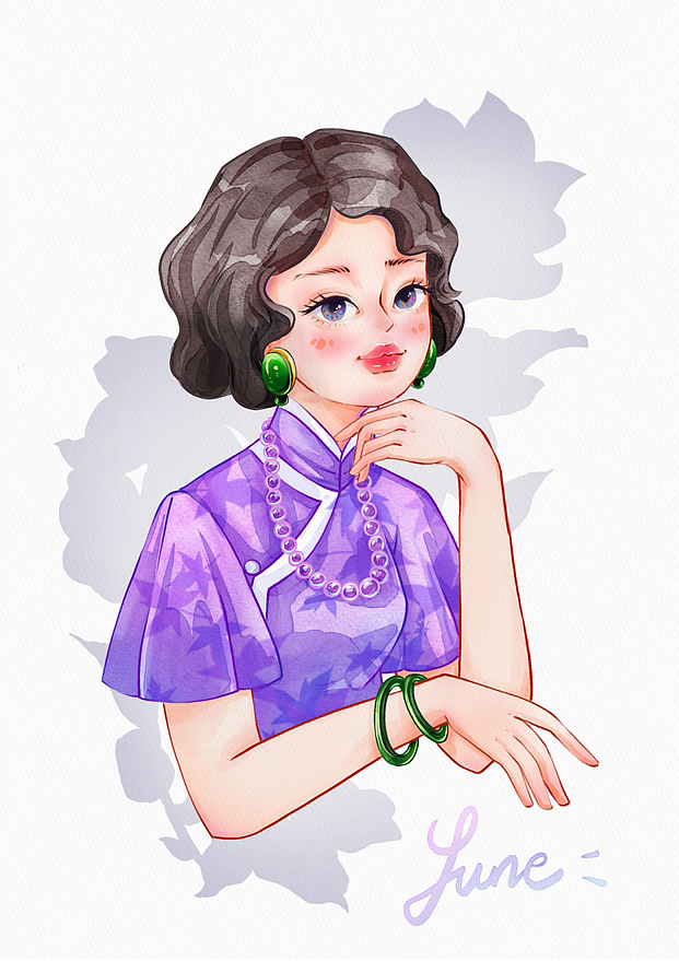 治愈系小水彩 民国风美人