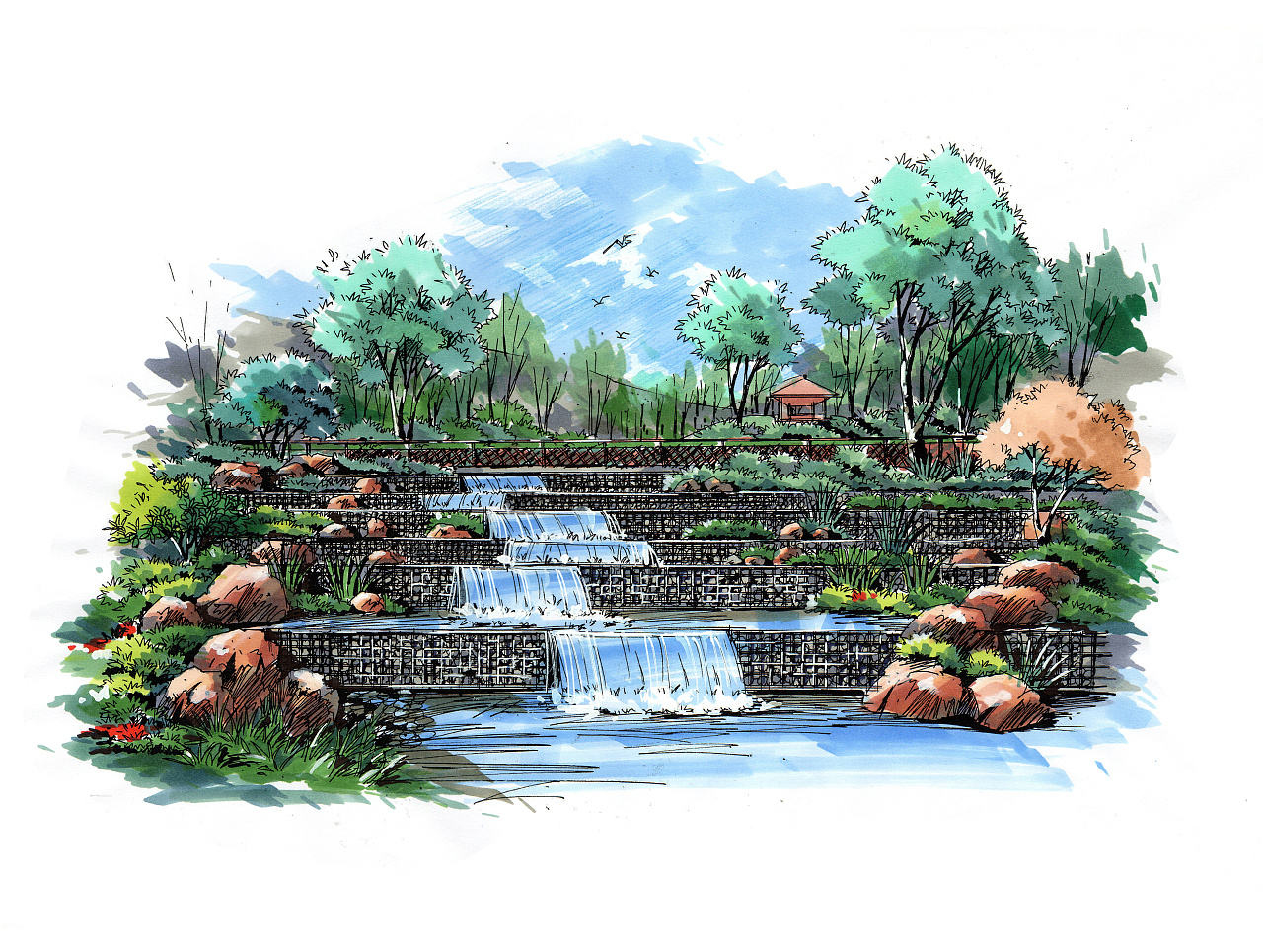 九格手绘|空间|景观设计|艺名段帅 - 原创作品 - 站酷 (zcool)