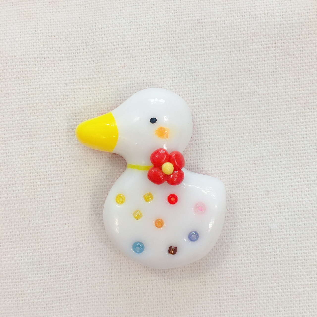 马蚁手作萌萌的大白鸭软陶可爱胸针
