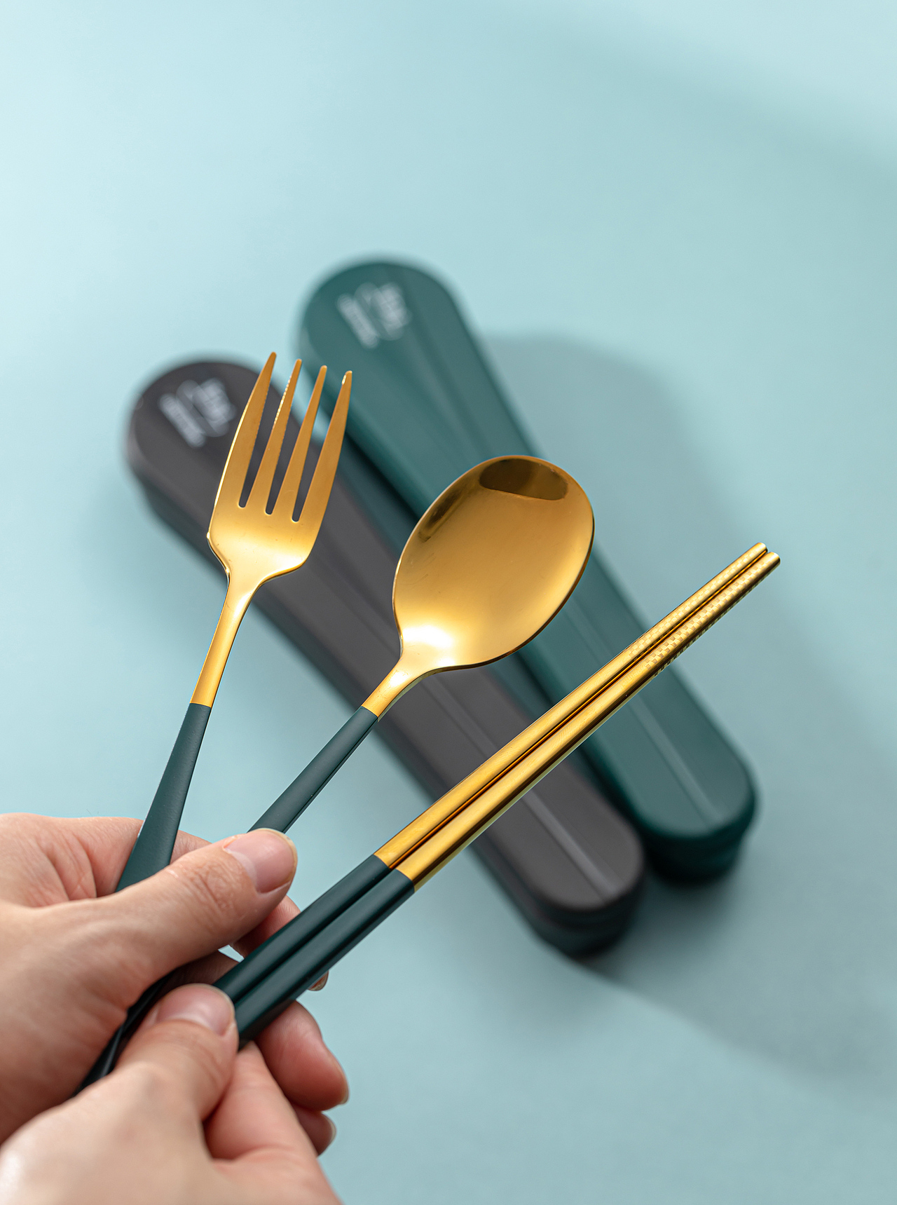 餐具拍摄 糖果色金属牛排刀西餐叉电商