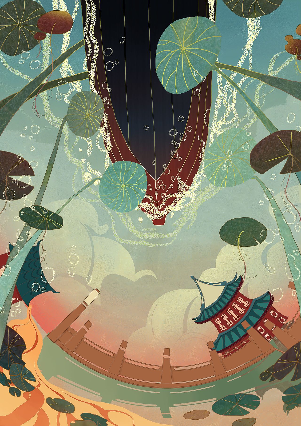 逆水行舟–插画