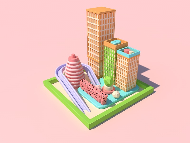 c4d作品城市一角3d建模