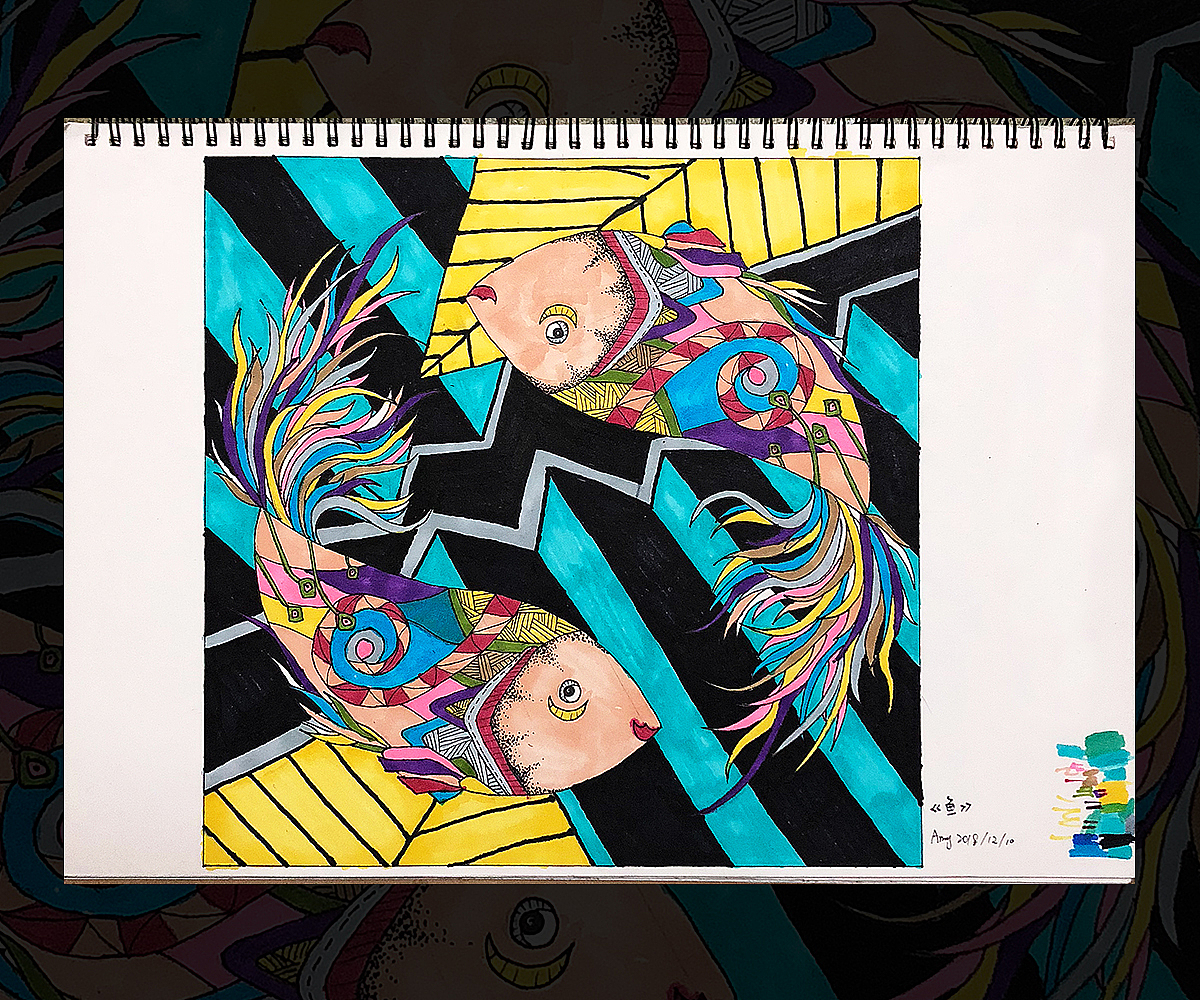 插画《双生鱼》（图ZMTM4NDk4MzQ4） - 新锐潮流插画 - 站酷设计师wuli猫婶原创素材 - 站酷ZCOOL