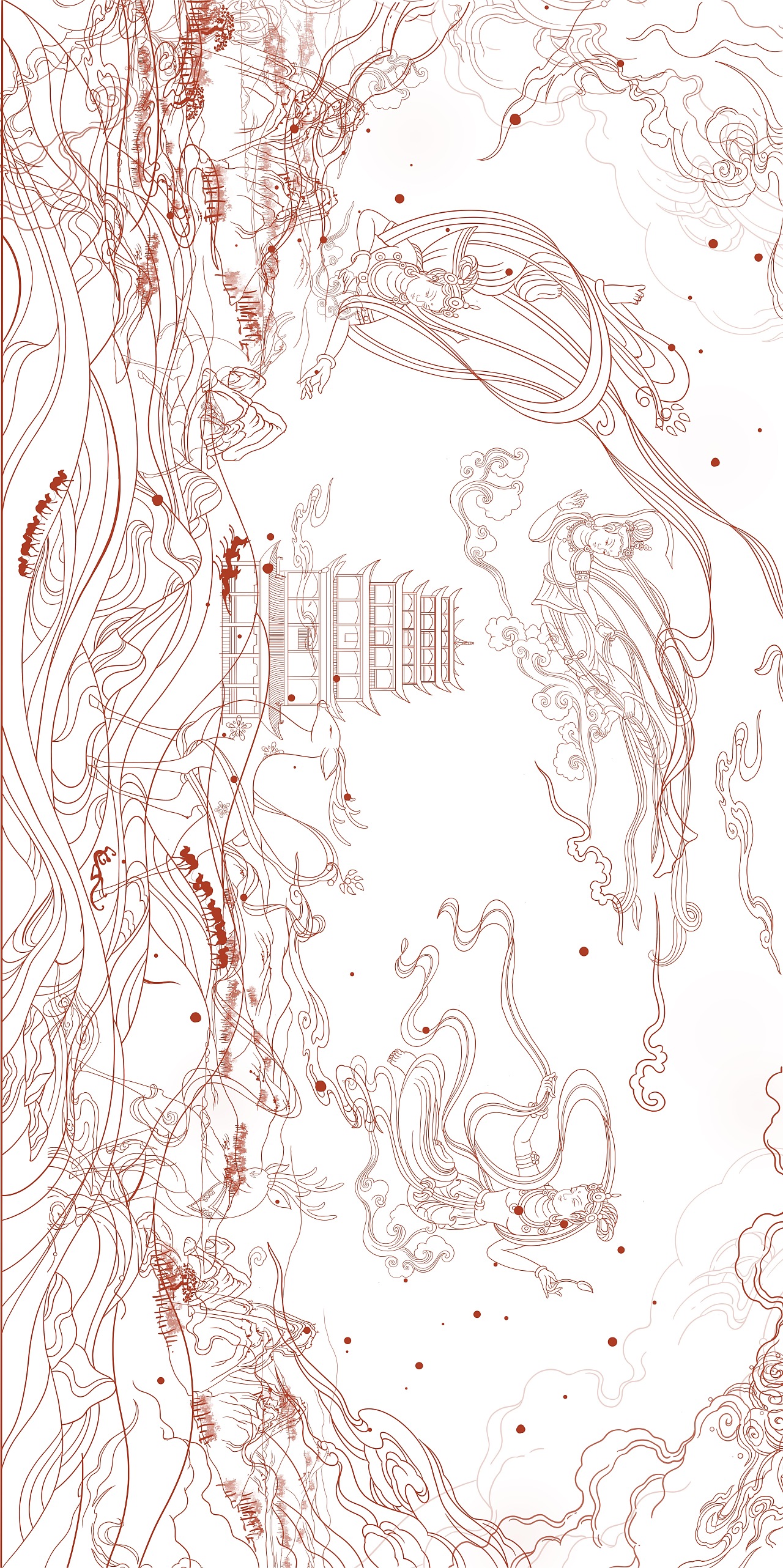 敦煌九色鹿飞天原创商业插画莫高窟