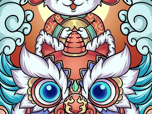 国潮插画《富不可挡》