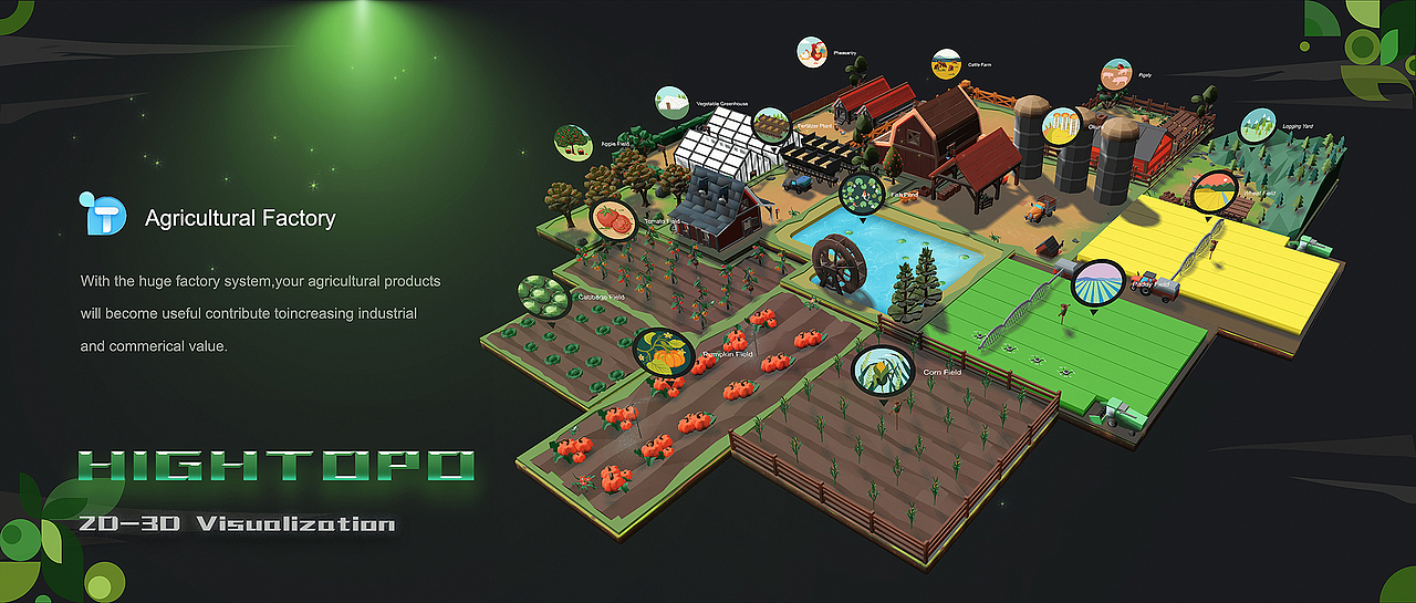 搭建3d智慧农场可视化解锁绿色生态田园