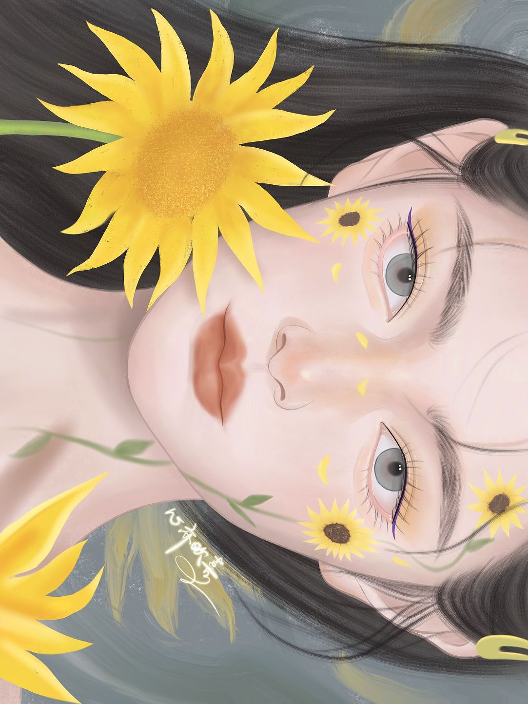 厚涂练习|向日葵女孩