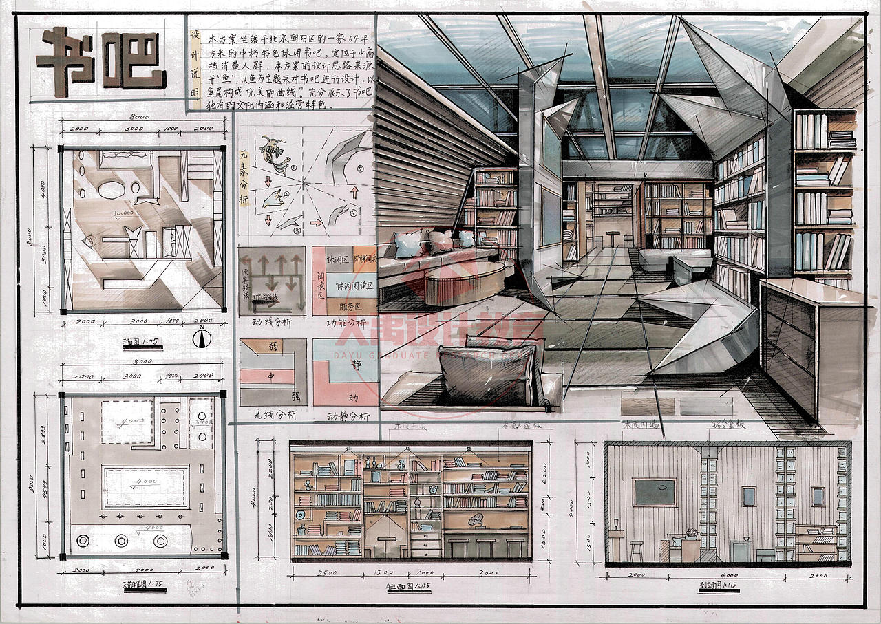 室内快题（图ZMjc5MDU3MDEy） - 其他空间 - 站酷设计师大禹手绘00学长原创素材 - 站酷ZCOOL