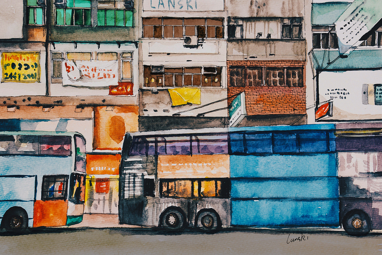 香港街道（图ZNjMyOTUzOTI=） - 艺术插画 - 站酷设计师lanskiplanet原创素材 - 站酷ZCOOL
