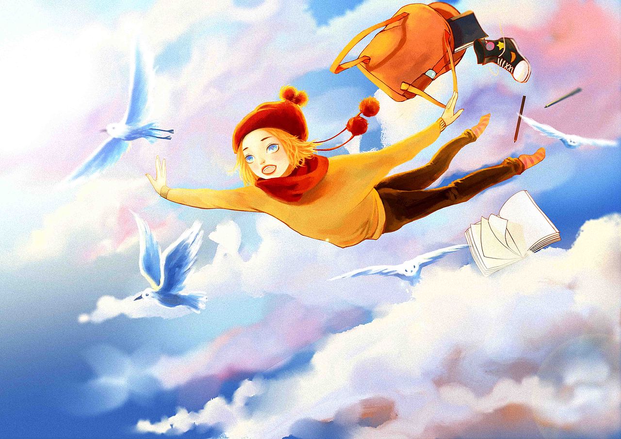 天空飞翔的少女