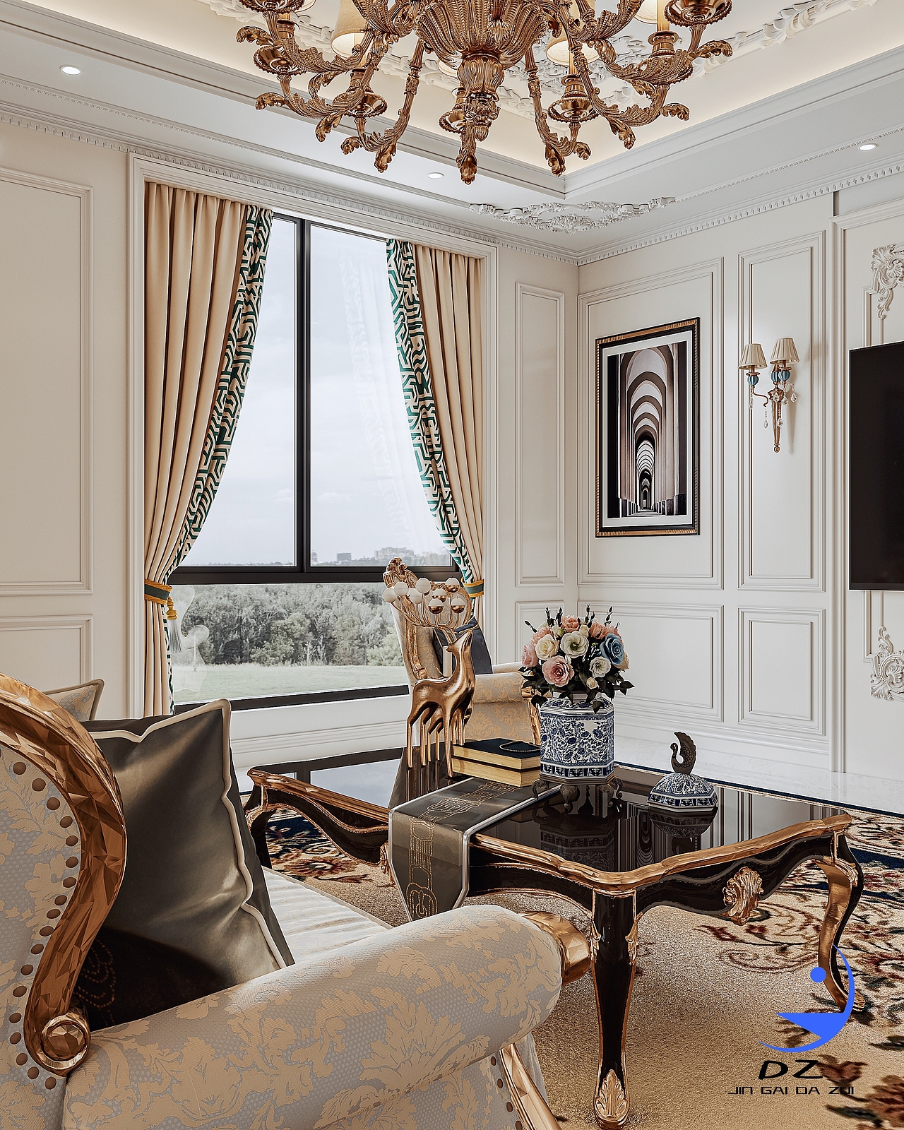 欧式宫廷风格挑空家装效果图（图ZMjYwOTk0NjE2） - 家装设计 - 站酷设计师金该大嘴原创素材 - 站酷ZCOOL