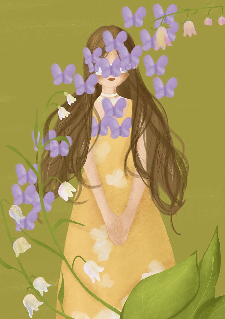 春天 少女与花（图ZMjk3Mjk1NTE2） - 绘本 - 站酷设计师圆滚滚的木木君原创素材 - 站酷ZCOOL
