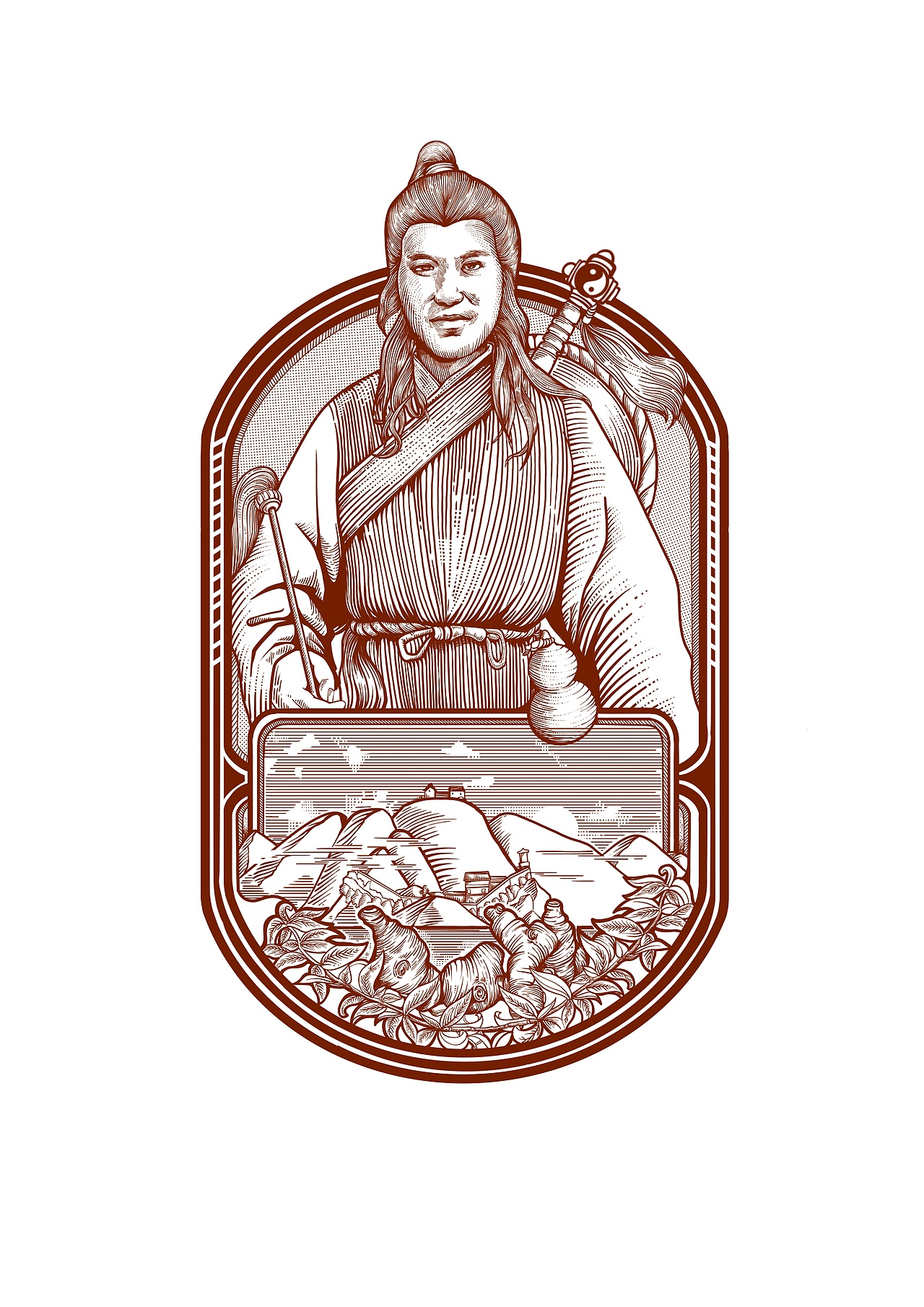张三丰版画风格绘制（图ZMzIzNDI3OTY4） - 商业插画 - 站酷设计师孔令恺原创素材 - 站酷ZCOOL
