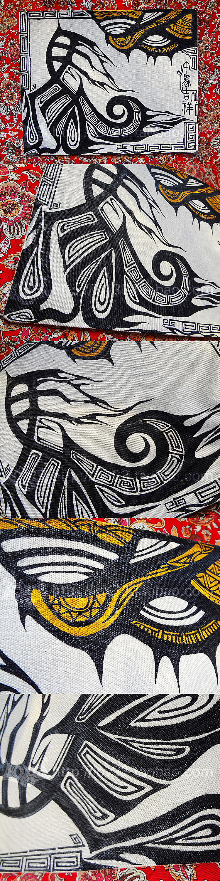 叁公馆原创图腾精工手绘帆布鼠标垫 午马吉祥