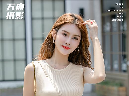 万康摄影 国内甜美女模 夏季清新吊带短袖外景拍摄