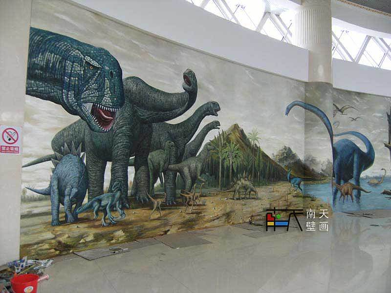 南天壁画出品:内蒙博物馆(恐龙二馆壁画工程),手绘油画,欧式油画,欧式壁画,壁画工程,古典壁画,3D地画,3D壁画