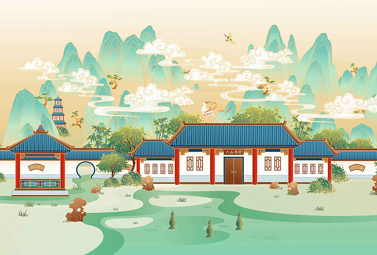 六品书院|插画|新锐潮流插画|陈道长 - 原创作品 - 站酷 (zcool)