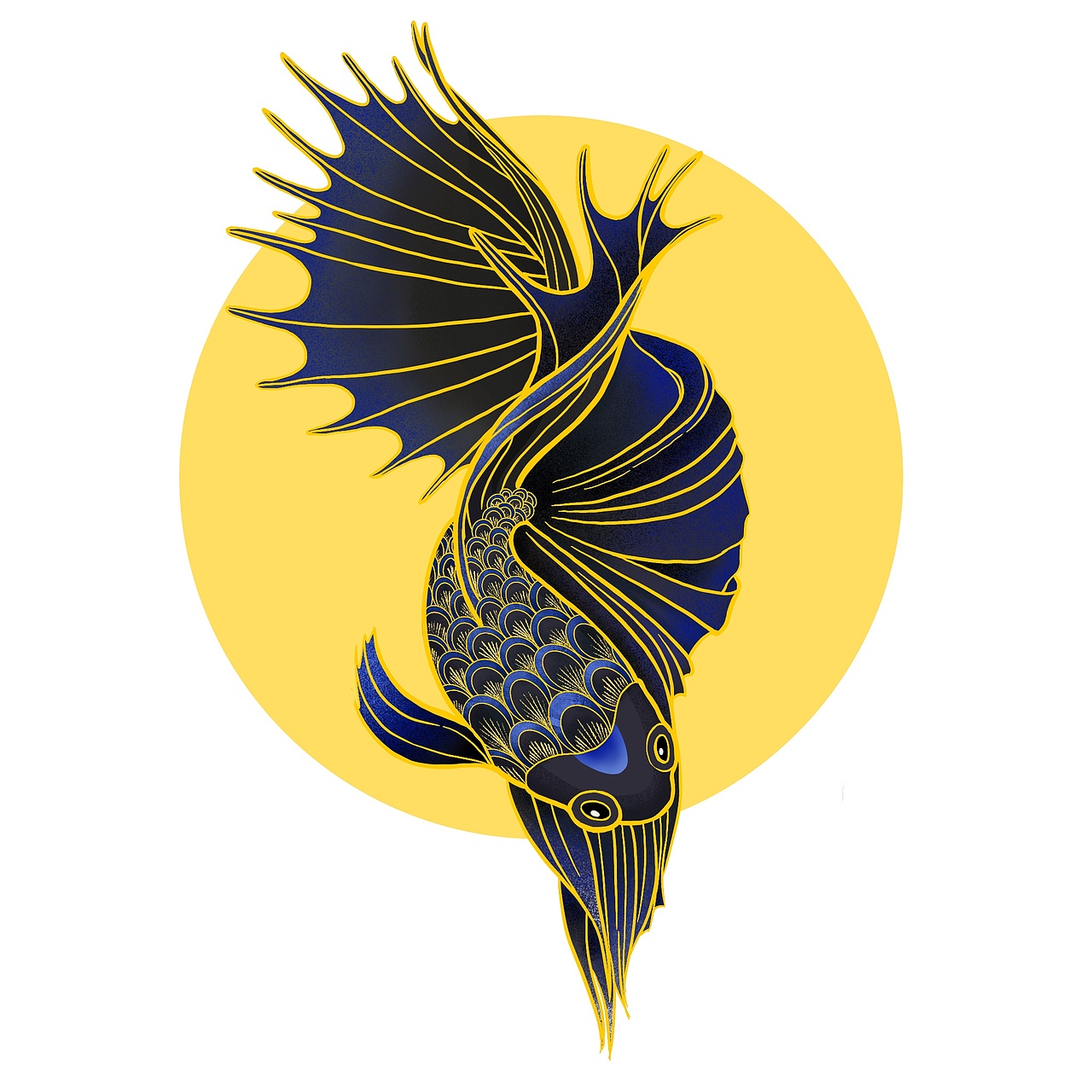 中国风金鱼图案|插画|商业插画|一只小熊掌 - 原创作品 - 站酷 (zcool