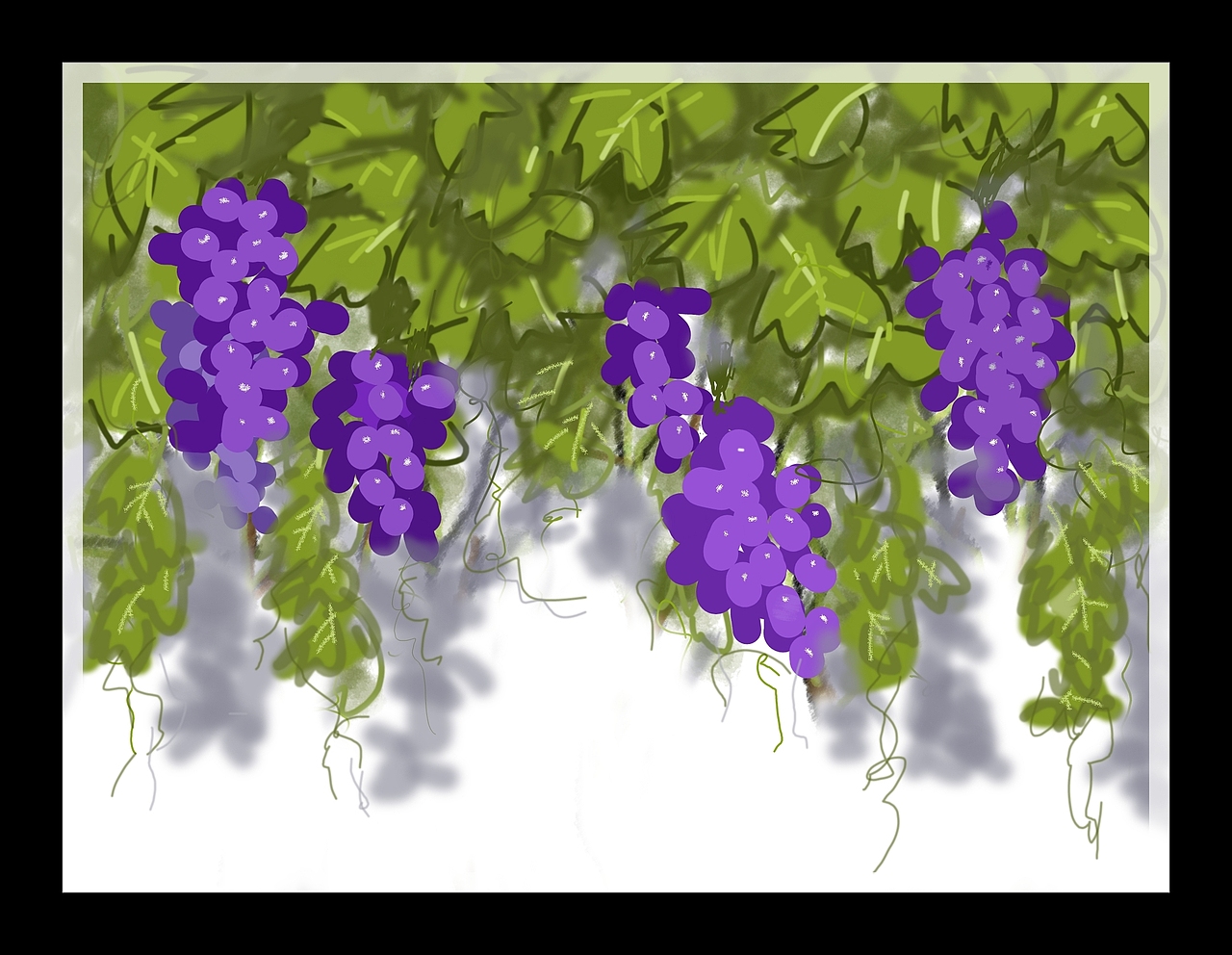 手机绘画创作葡萄棚（图ZMzEzMjc3NzQ0） - 艺术插画 - 站酷设计师画家王文县原创素材 - 站酷ZCOOL