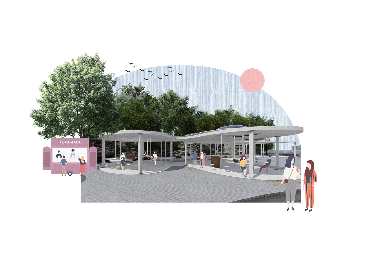 福建厦门白城沙滩改造拼贴风效果图(习作)|空间|景观设计|鲞仟 - 原创