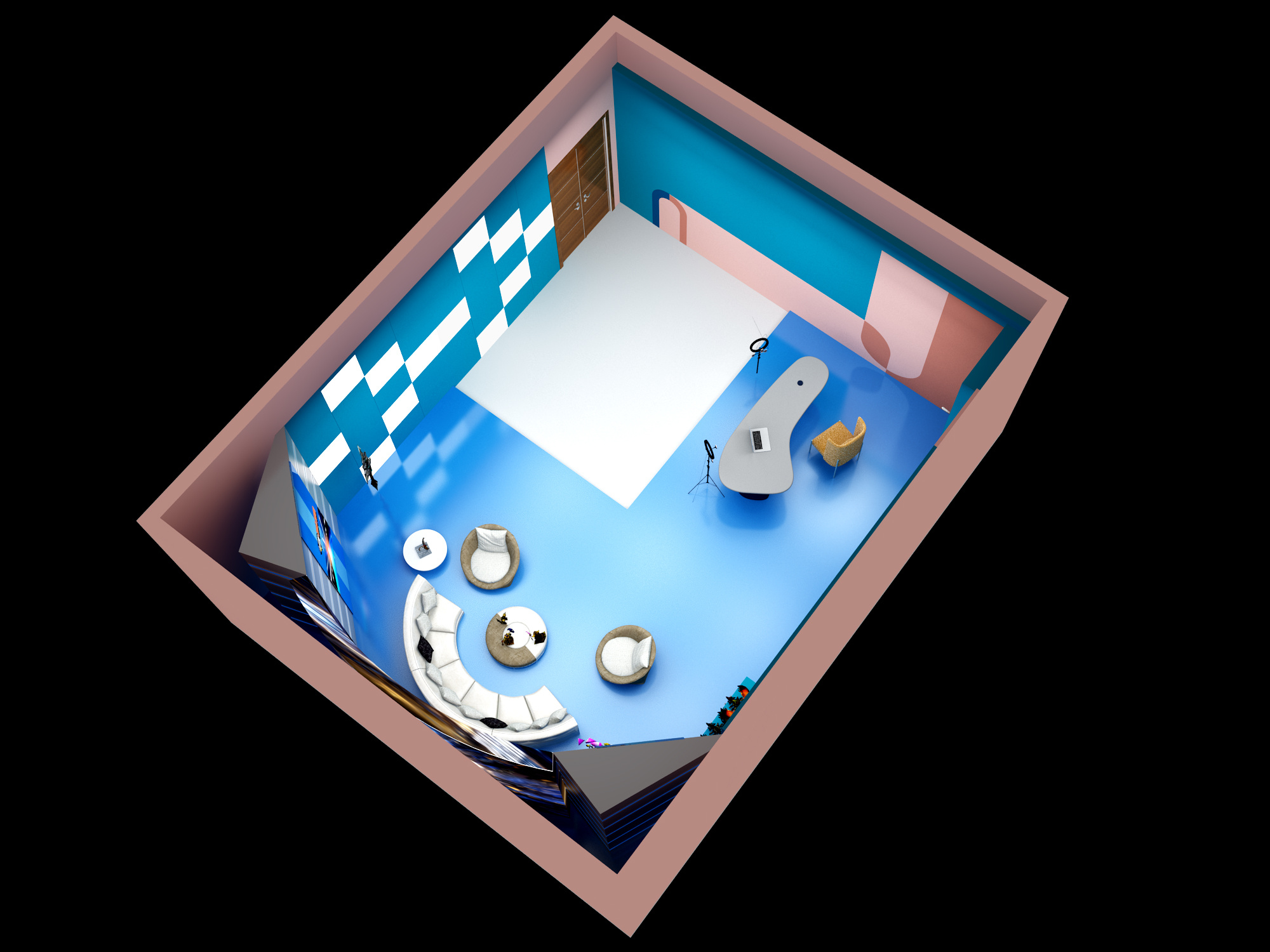 英雄联盟竞技解说直播室设计3d效果图|三维|场景|3d设计师ng男 - 原创