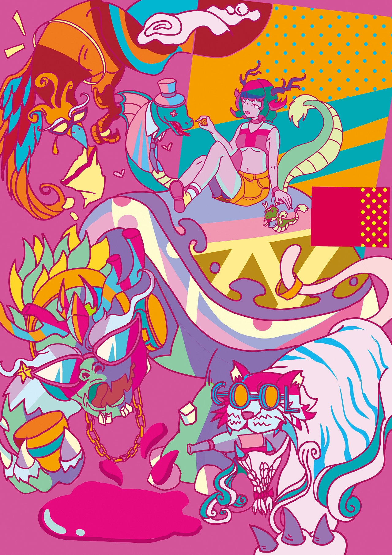 四大神兽|插画|创作习作|脑浆 - 原创作品 - 站酷 (zcool)