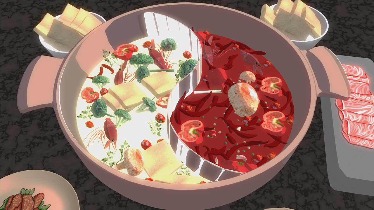 最后从火锅的底部拉出引出1,为了配合"浴火雄心"的主题,火锅也是本次